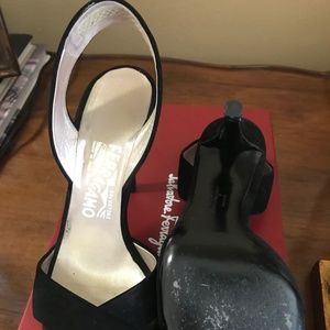 Ferragamo Black Suede Pumps